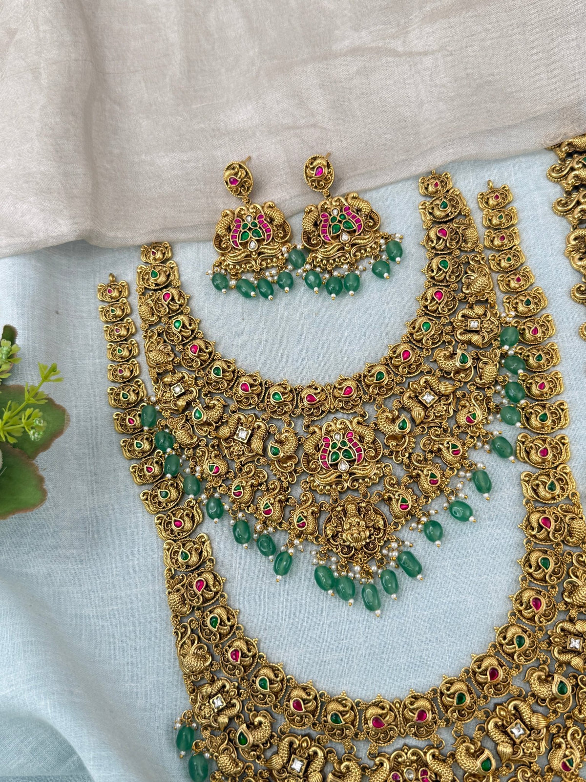 Antique Grand Jadau Lakshmi Full Bridal Necklace Set | 209 - Mahilas