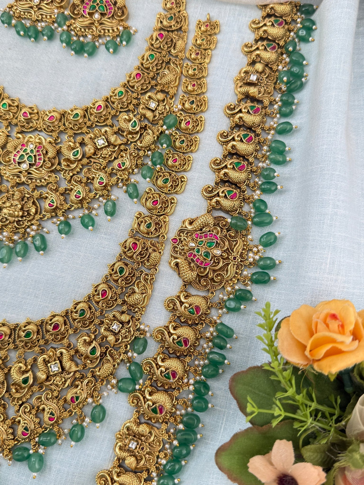 Antique Grand Jadau Lakshmi Full Bridal Necklace Set | 209 - Mahilas