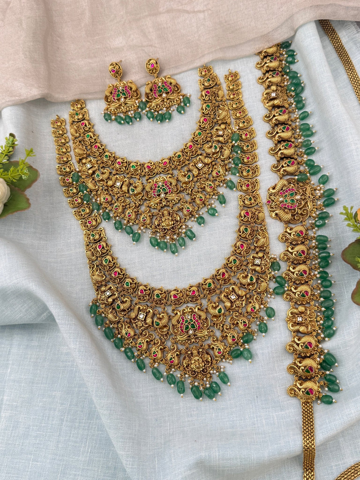 Antique Grand Jadau Lakshmi Full Bridal Necklace Set | 209 - Mahilas