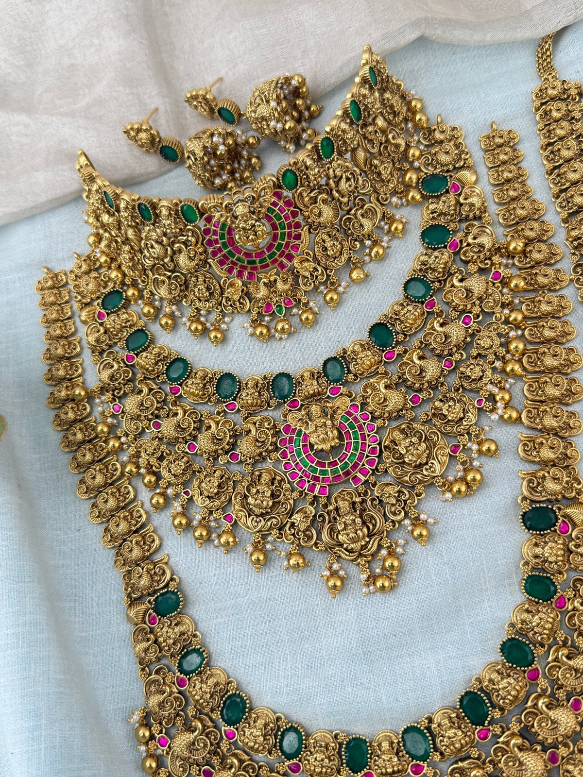Antique Grand Jadau Lakshmi Full Bridal Necklace Set | 211 - Mahilas