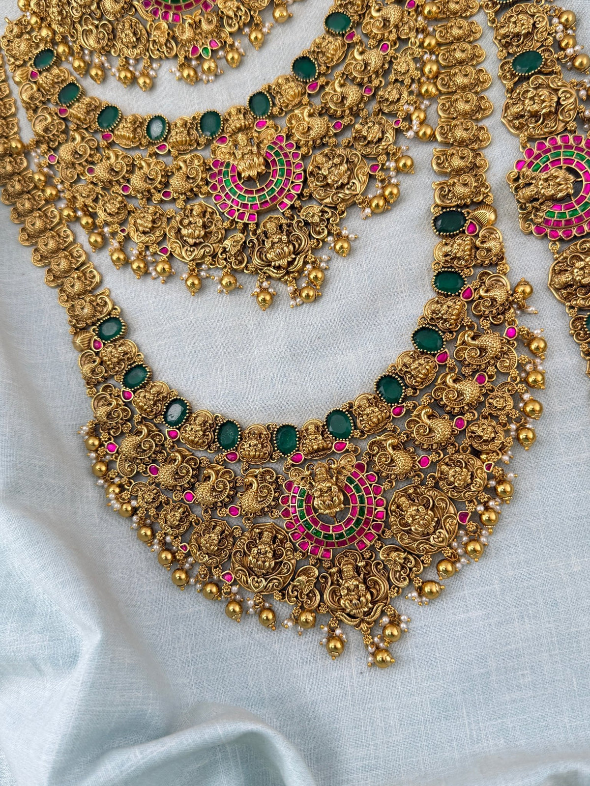 Antique Grand Jadau Lakshmi Full Bridal Necklace Set | 211 - Mahilas
