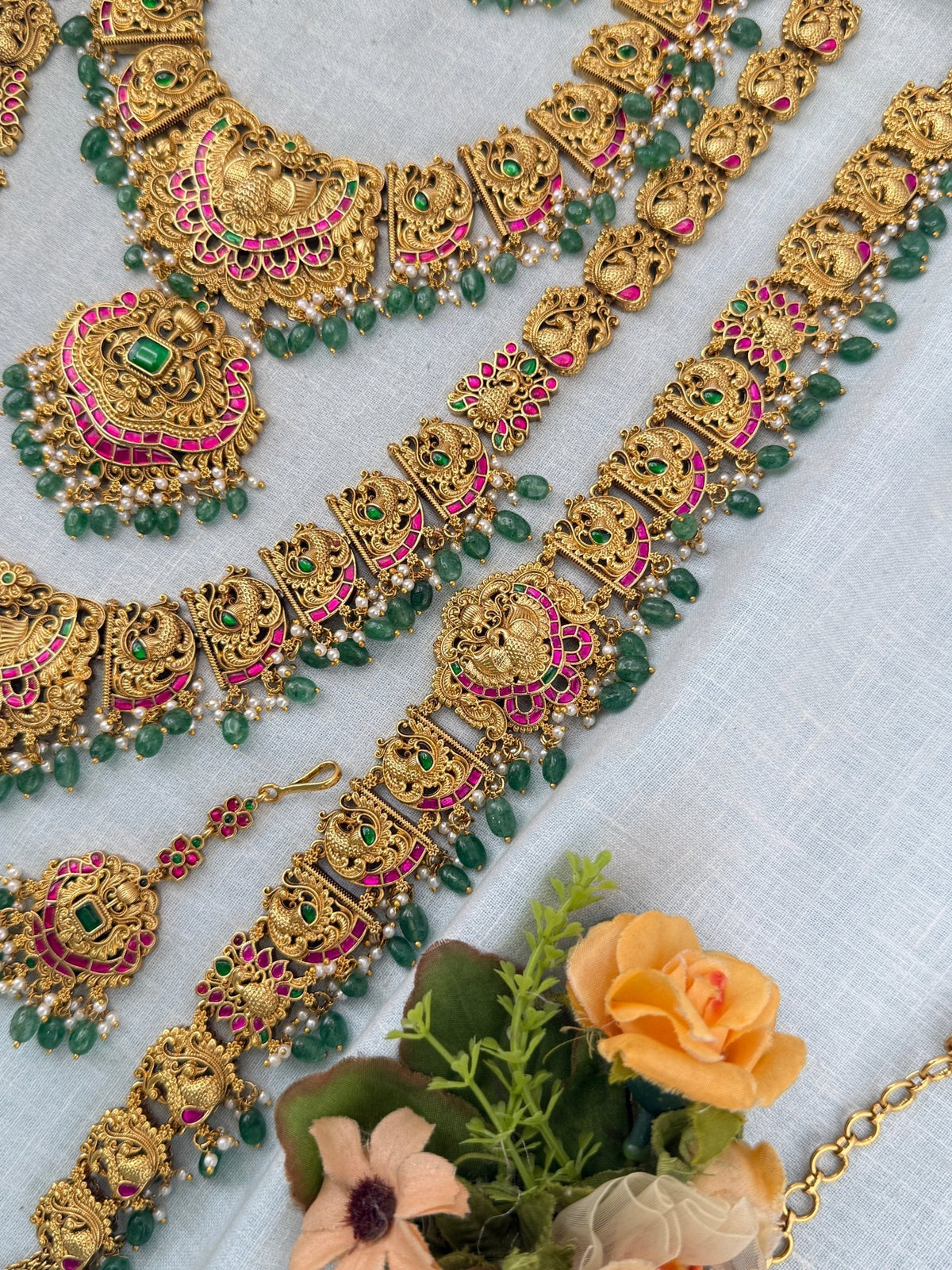 Antique Grand Jadau Lakshmi Full Bridal Necklace Set | 212 - Mahilas