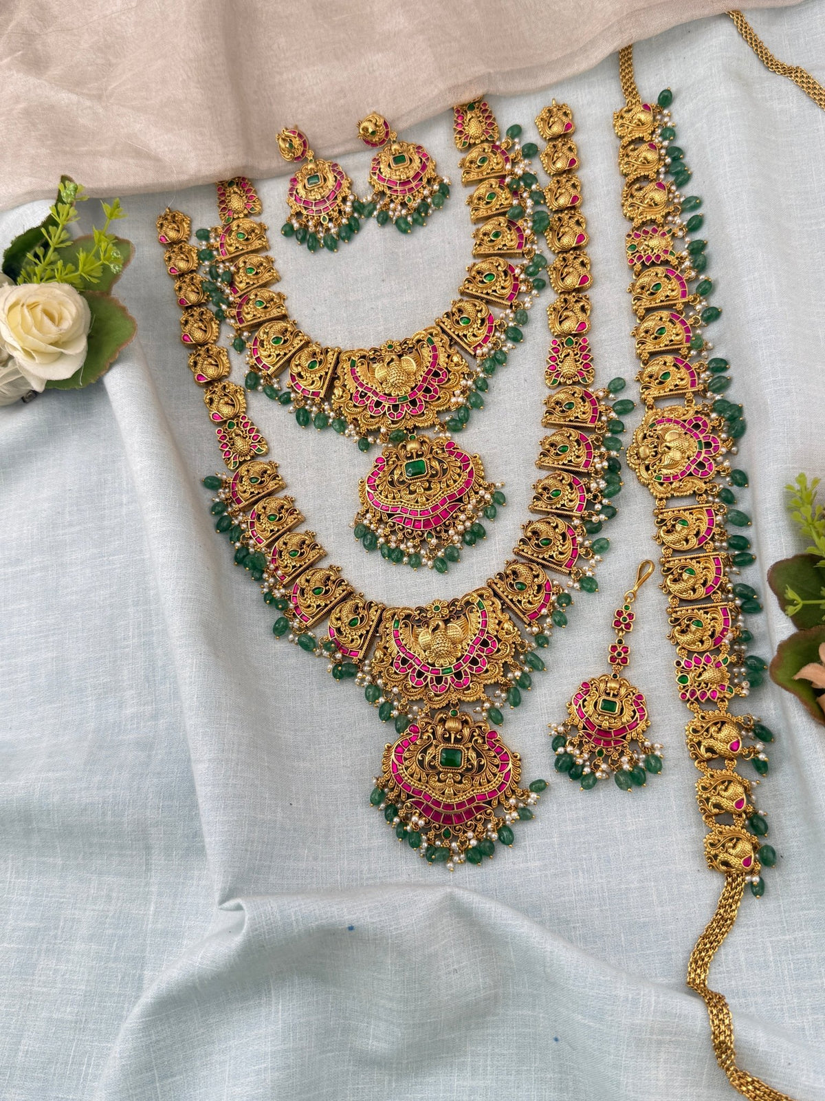 Antique Grand Jadau Lakshmi Full Bridal Necklace Set | 212 - Mahilas