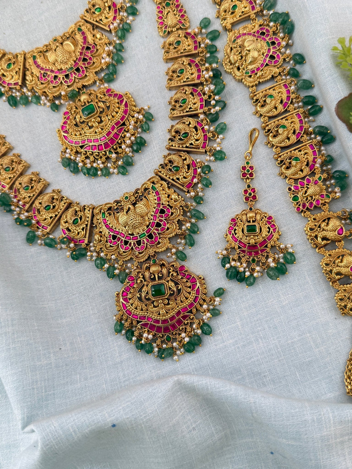 Antique Grand Jadau Lakshmi Full Bridal Necklace Set | 212 - Mahilas