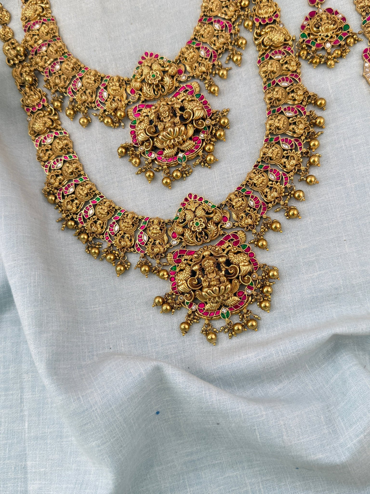Antique Grand Jadau Lakshmi Peacock Full Bridal Necklace Set | 214 - Mahilas