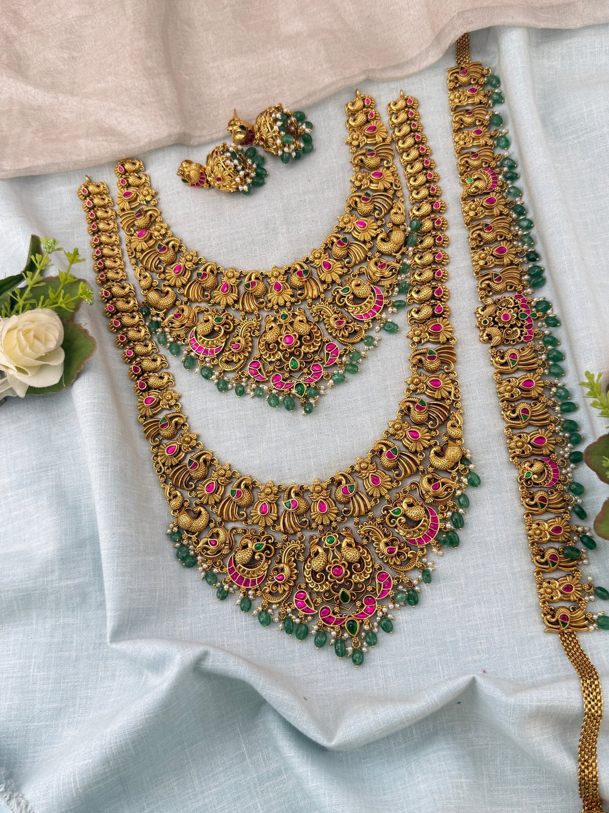 Antique Grand Jadau Peacock Full Bridal Necklace Set | 210 - Mahilas