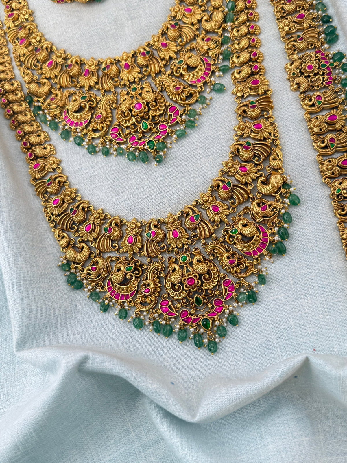 Antique Grand Jadau Peacock Full Bridal Necklace Set | 210 - Mahilas