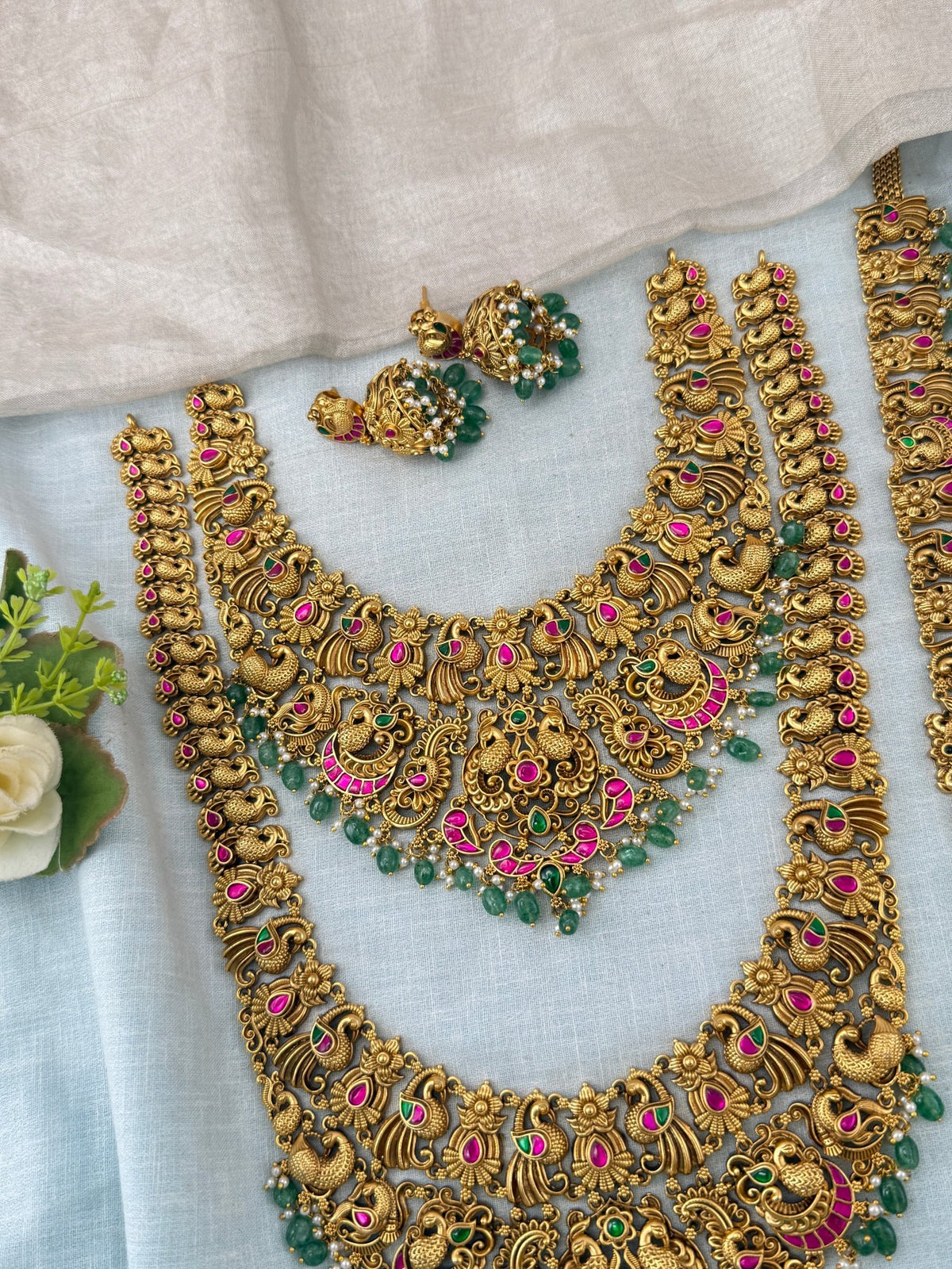 Antique Grand Jadau Peacock Full Bridal Necklace Set | 210 - Mahilas