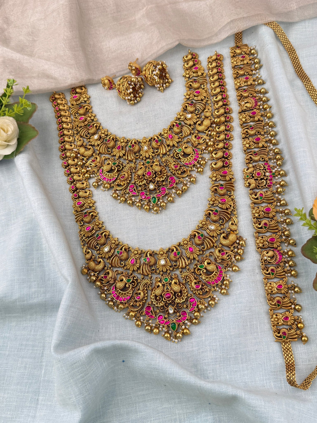 Antique Grand Jadau Peacock Full Bridal Necklace Set | 213 - Mahilas
