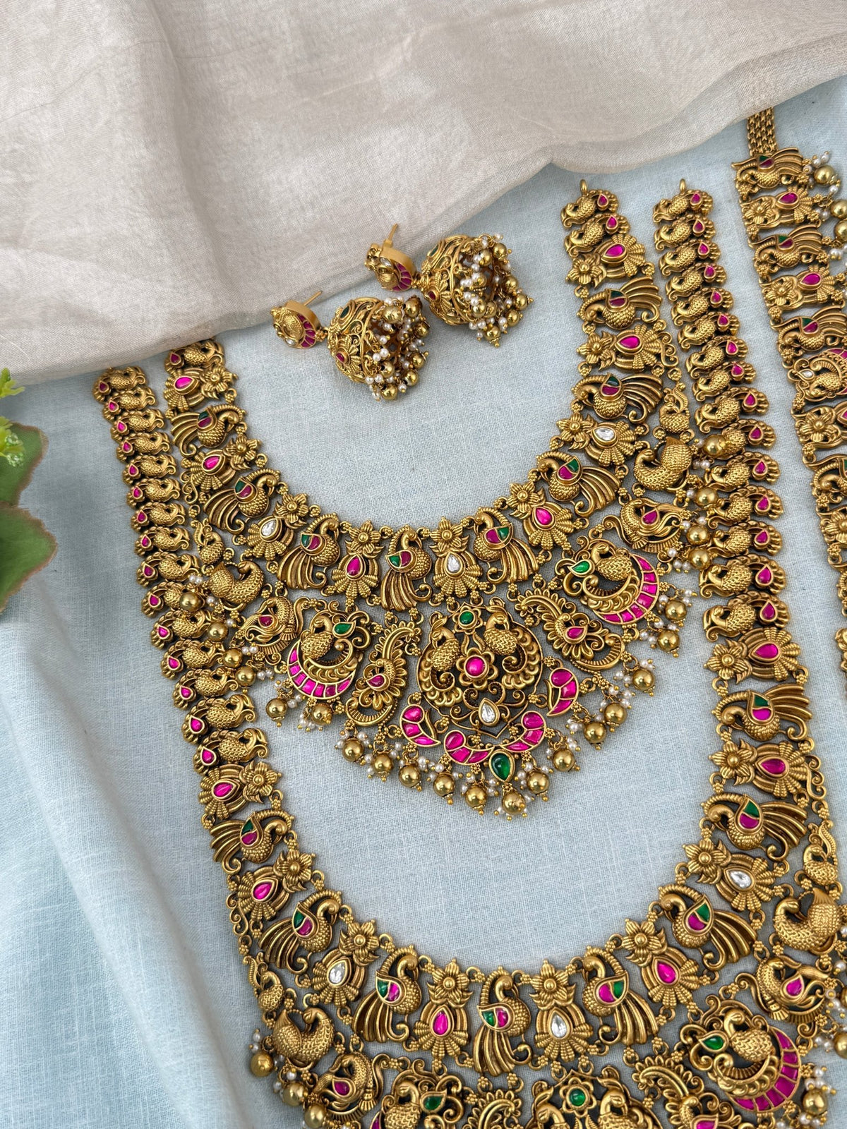Antique Grand Jadau Peacock Full Bridal Necklace Set | 213 - Mahilas