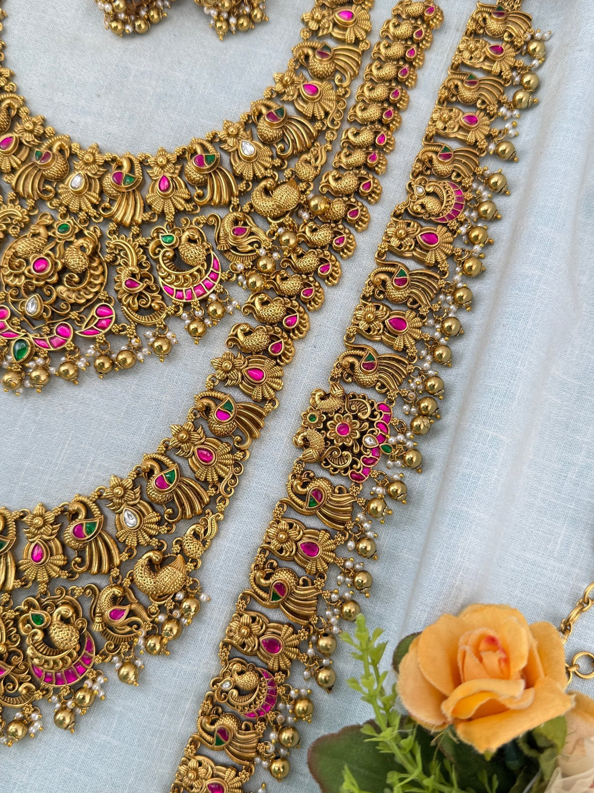 Antique Grand Jadau Peacock Full Bridal Necklace Set | 213 - Mahilas