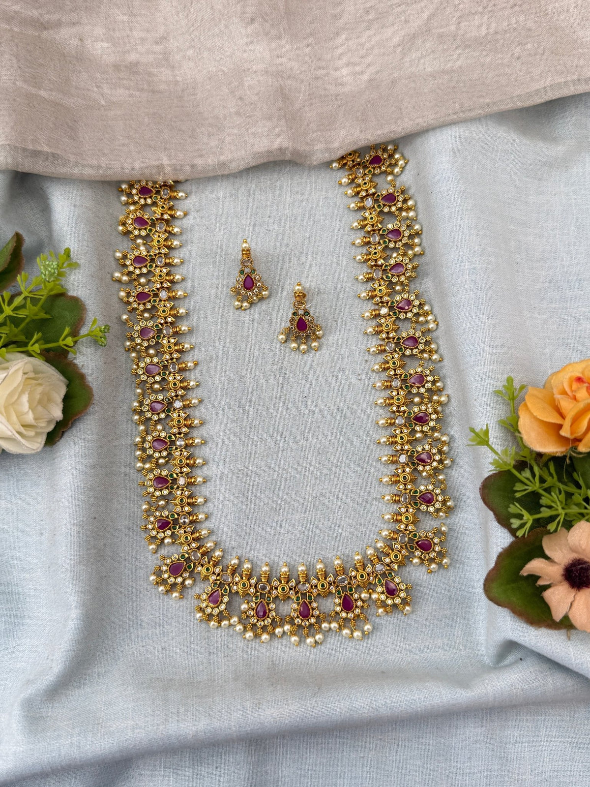 Antique Grand Long Necklace Set | N0338 - Mahilas