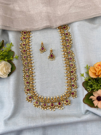 Antique Grand Long Necklace Set | N0338 - Mahilas