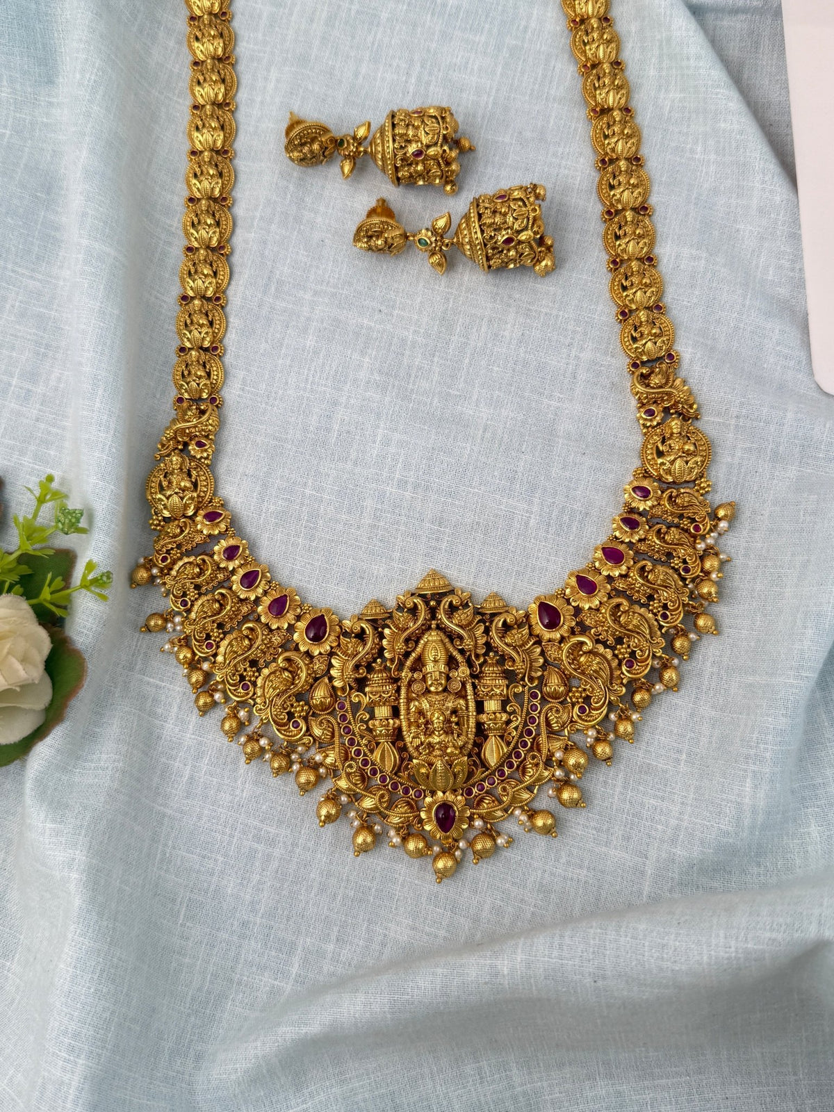 Antique Grand Necklace Venkateshwara Pendant Long Set| N0885 - Mahilas