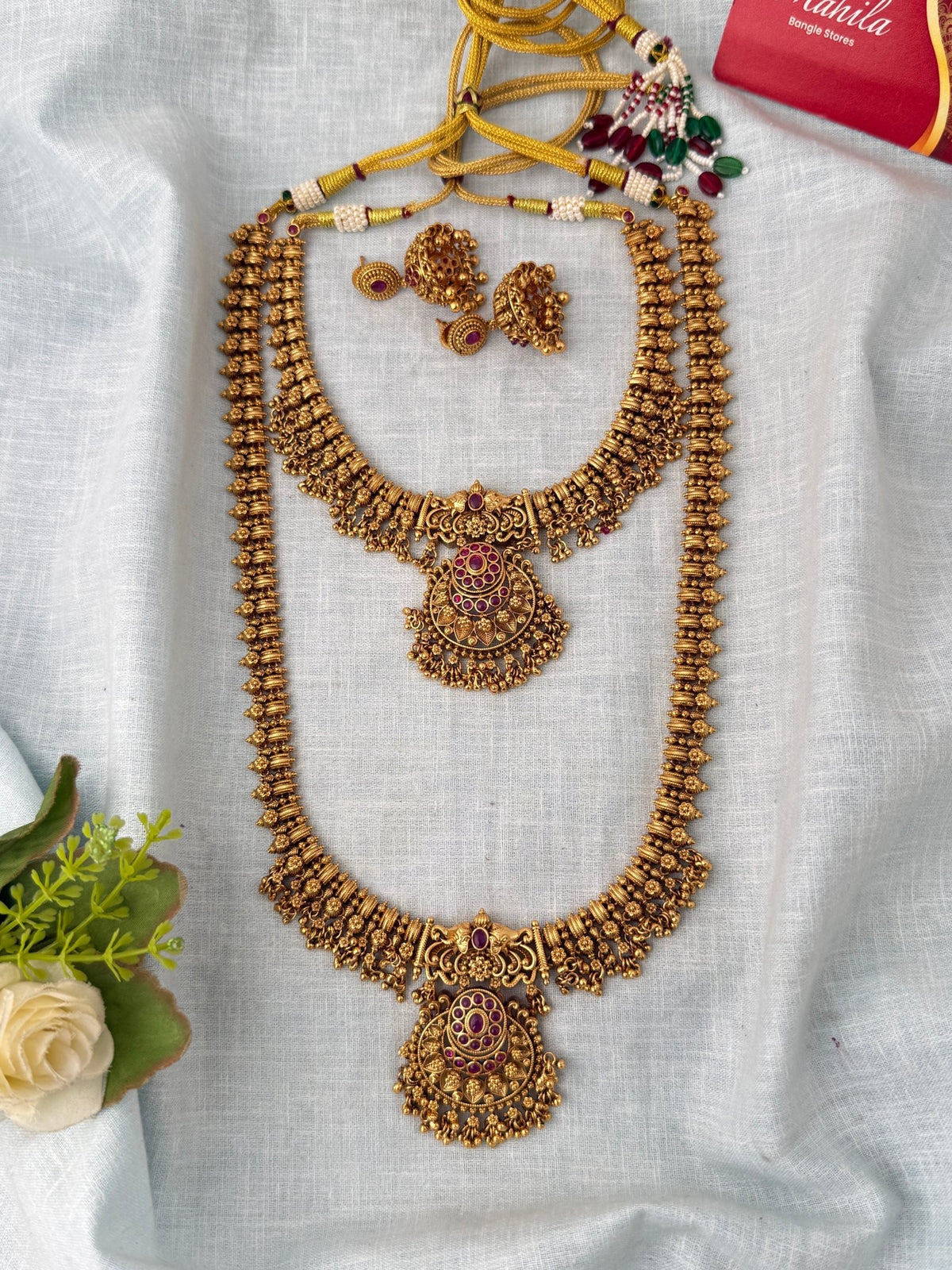Antique Grand Semi Bridal Necklace Set| N1200 - Mahilas