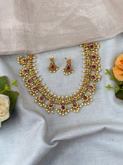 Antique Grand Short Necklace Set | N0333 - Mahilas