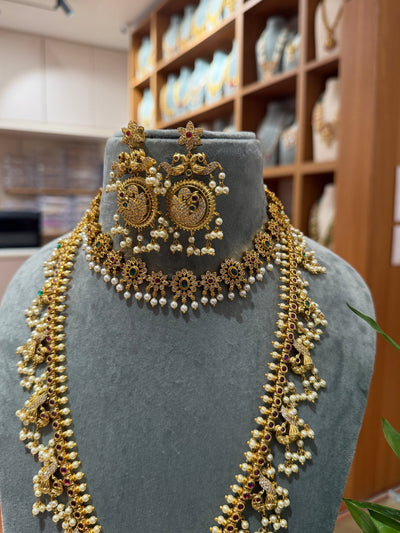 Antique Guttapusalu Bridal Necklace Full Set| NC017 - Mahilas