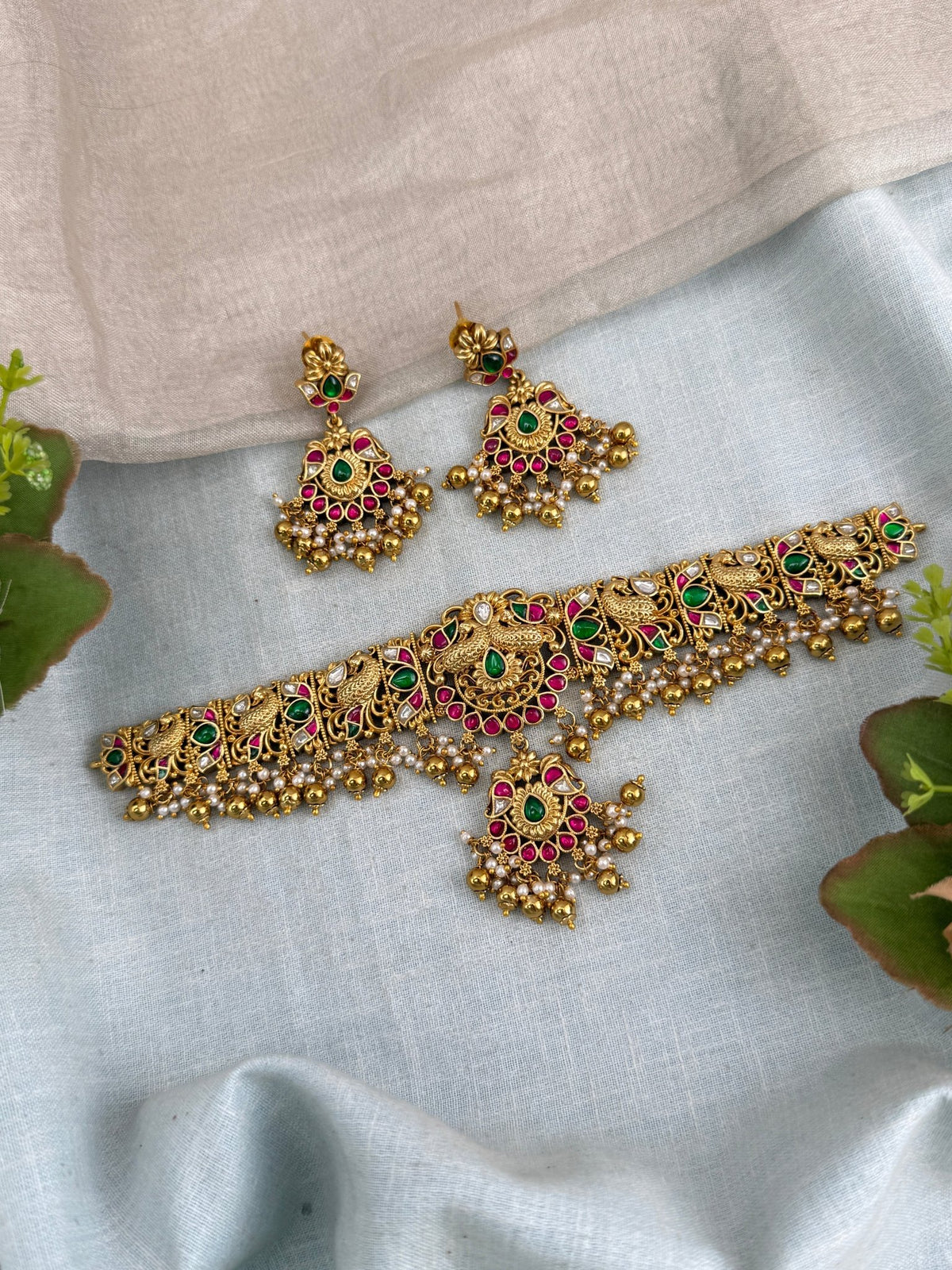 Antique Jadau Kundan Choker Necklace Set | 0121 - Mahilas