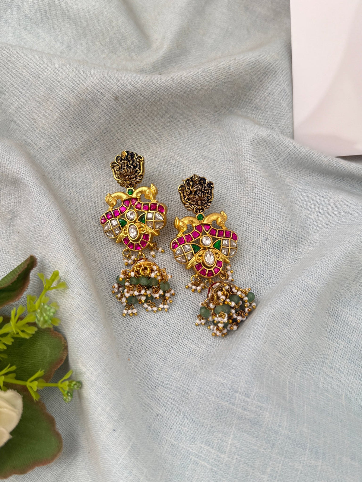 Antique Jadau Kundan Gandaberunda Earrings| E0438 - Mahilas