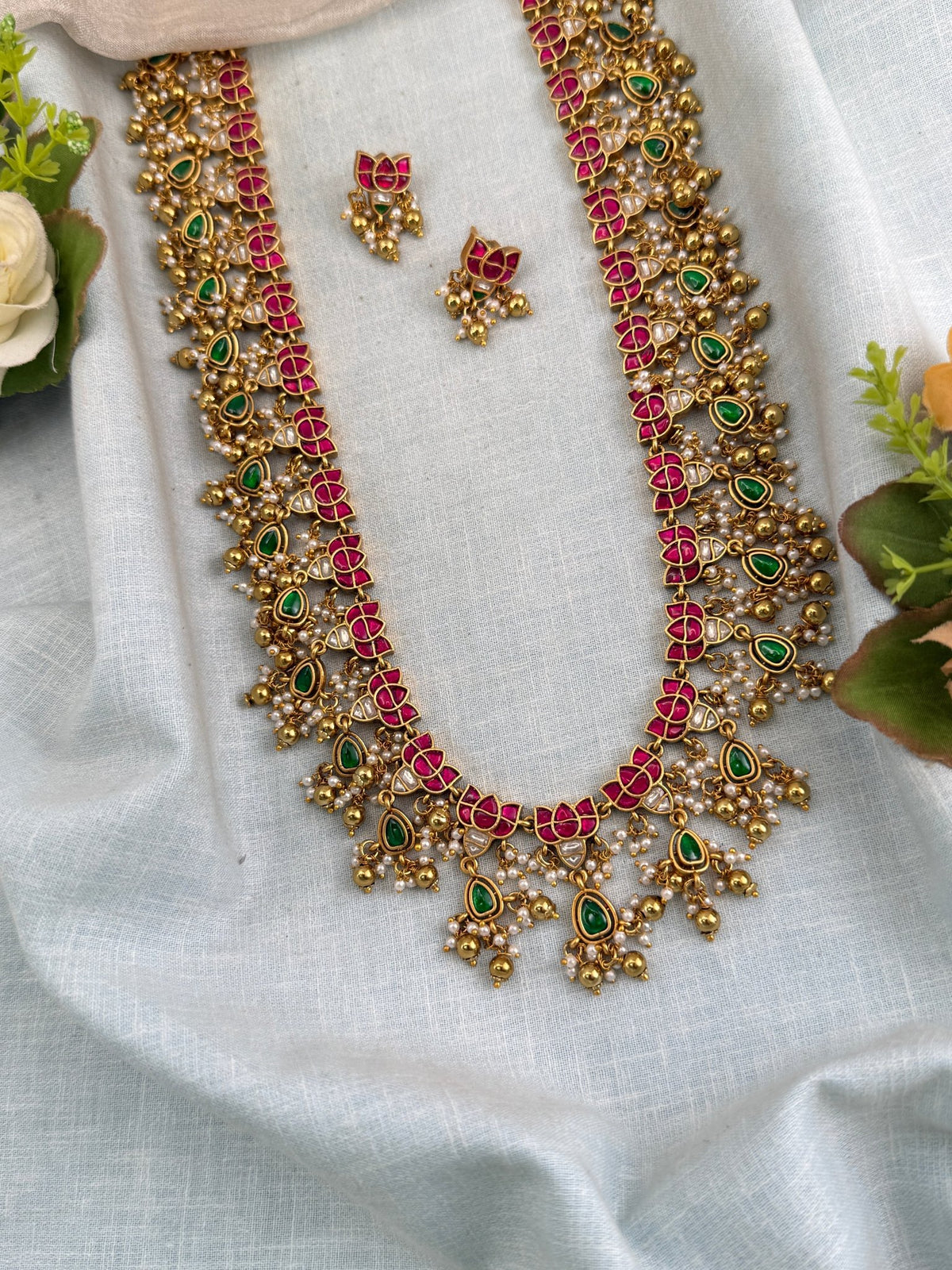 Antique Jadau Kundan Lakshmi Layer Long Necklace Set | 0126 - Mahilas