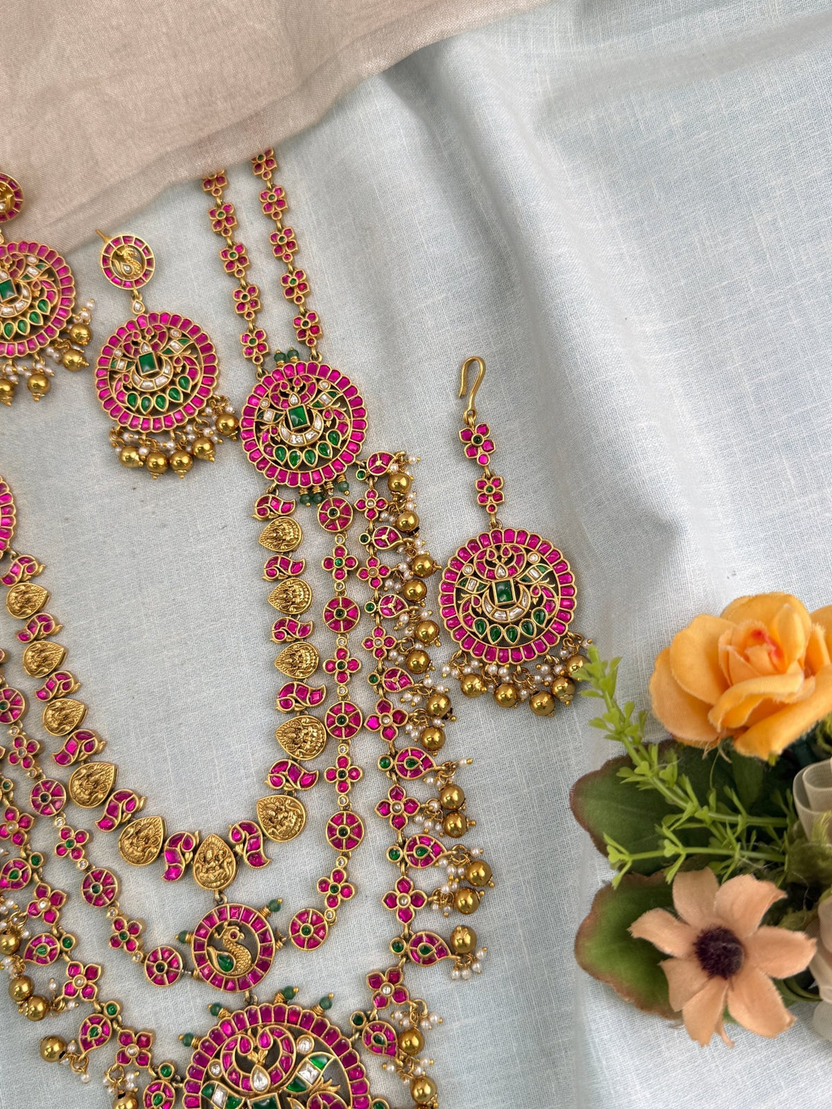 Antique Jadau Kundan Lakshmi Layer Long Necklace Set | 0127 - Mahilas