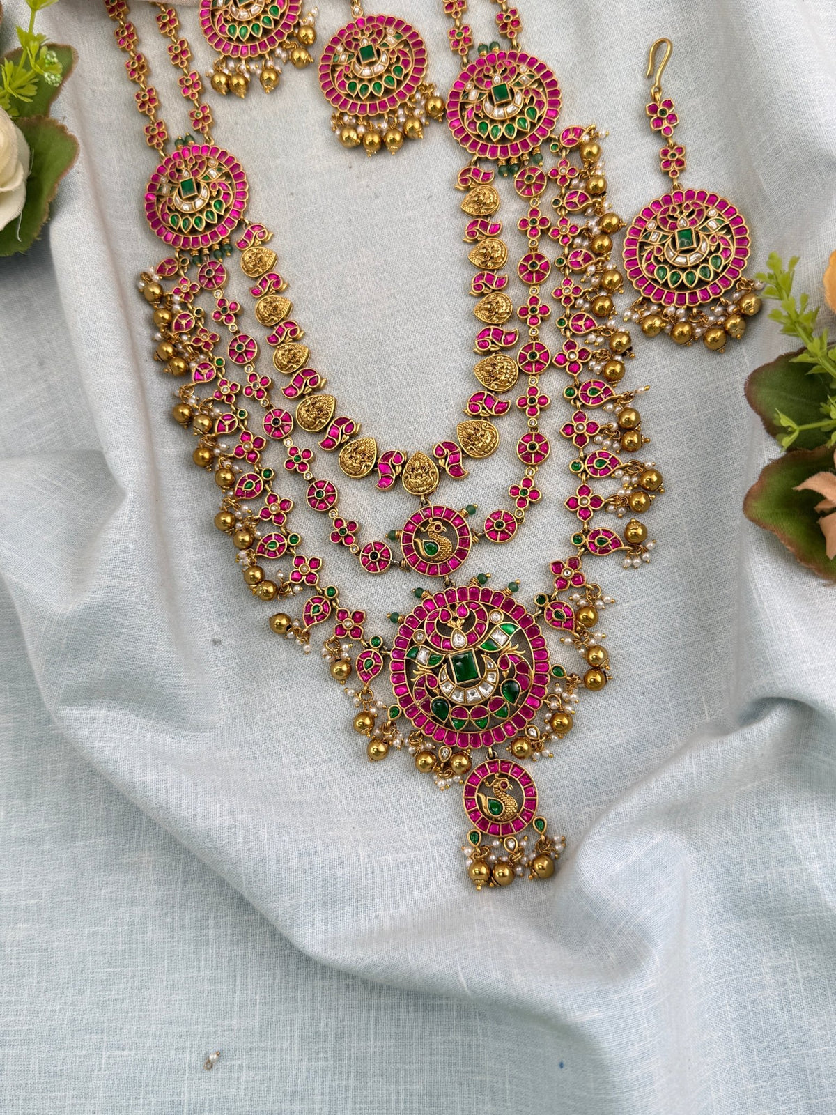 Antique Jadau Kundan Lakshmi Layer Long Necklace Set | 0127 - Mahilas