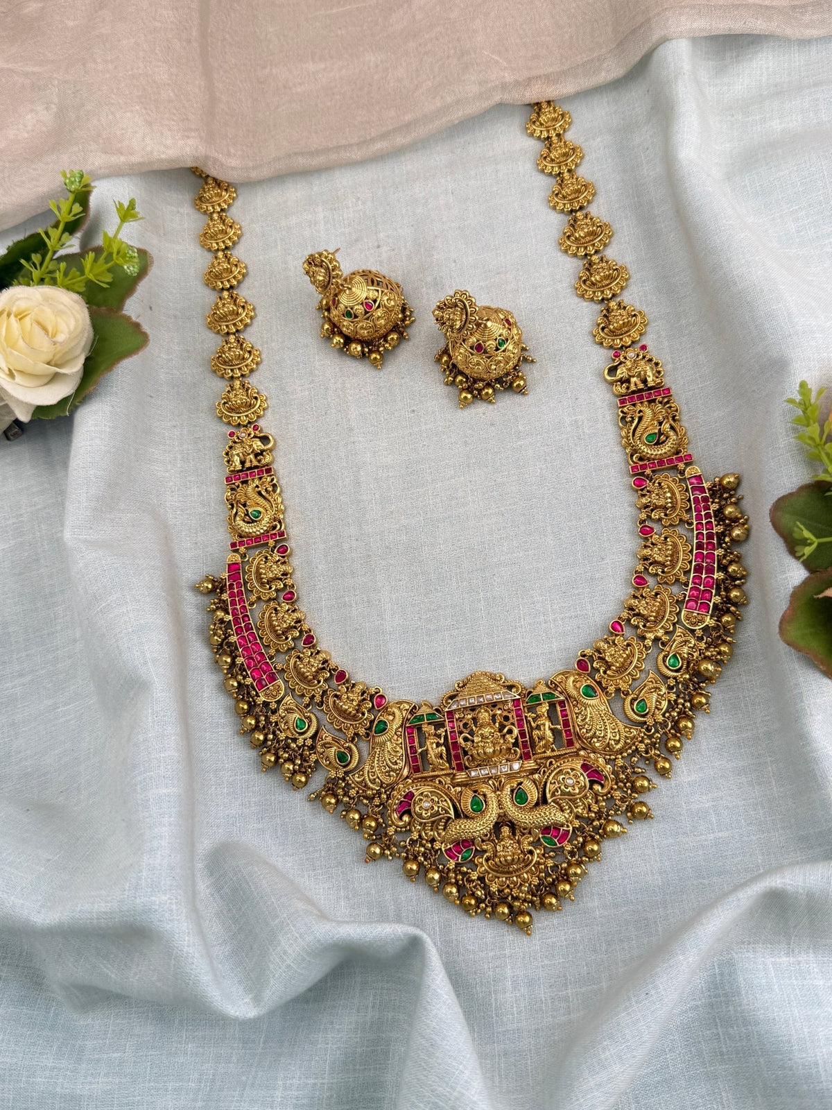 Antique Jadau Kundan Lakshmi Long Necklace Set | 0116 - Mahilas