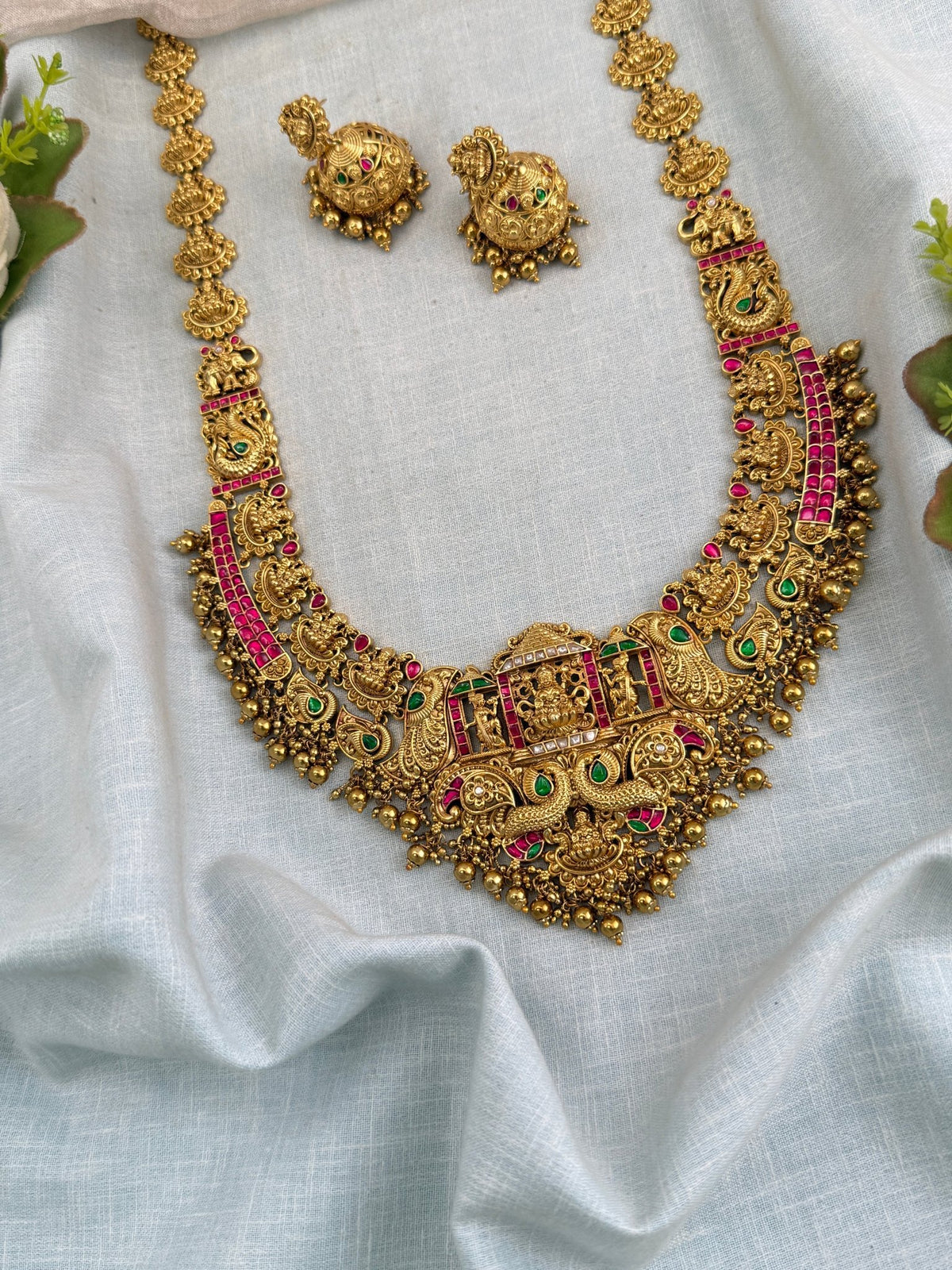 Antique Jadau Kundan Lakshmi Long Necklace Set | 0116 - Mahilas