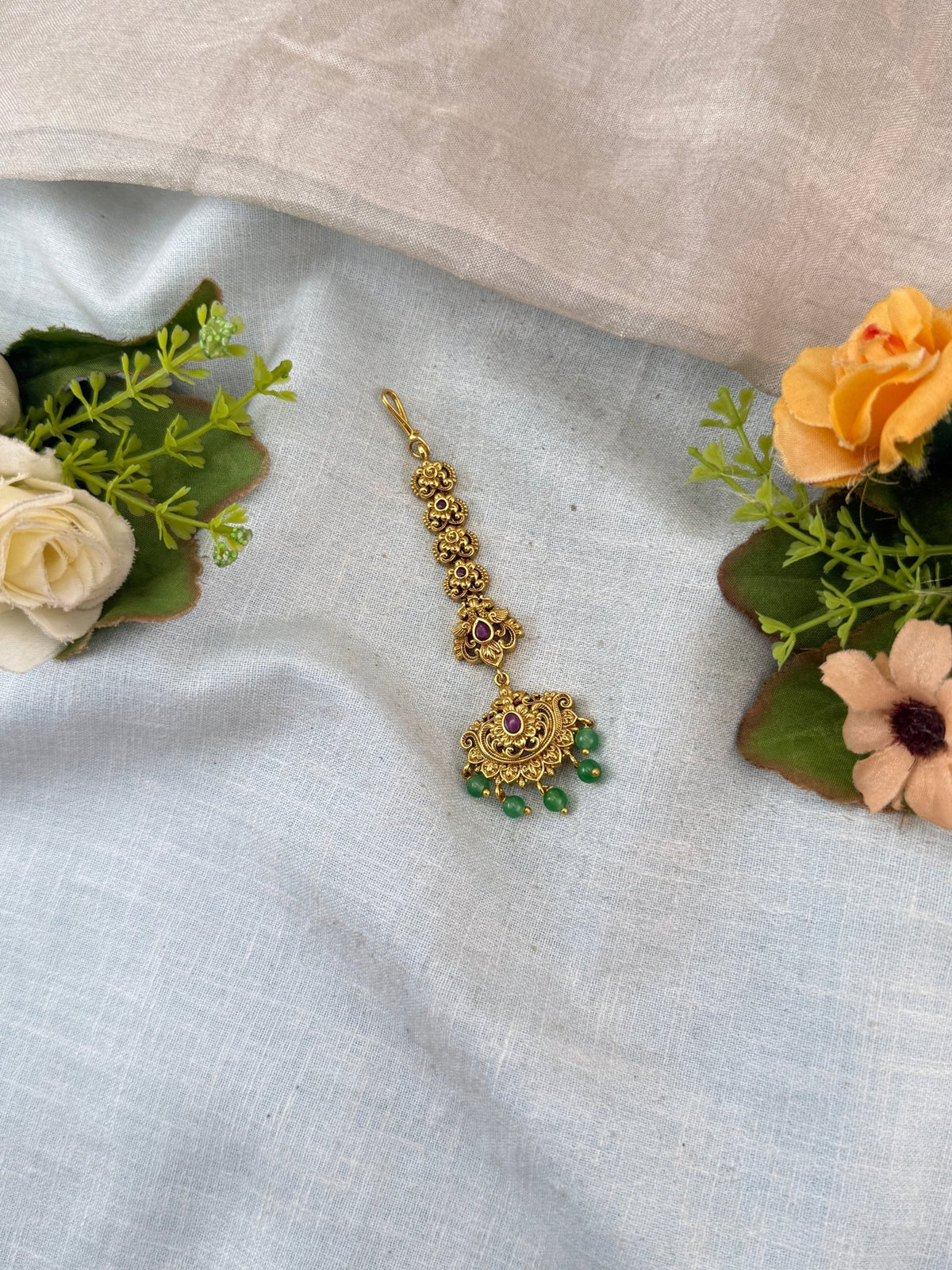 Antique Jadau Kundan Maang Tikka | M0019 - Mahilas