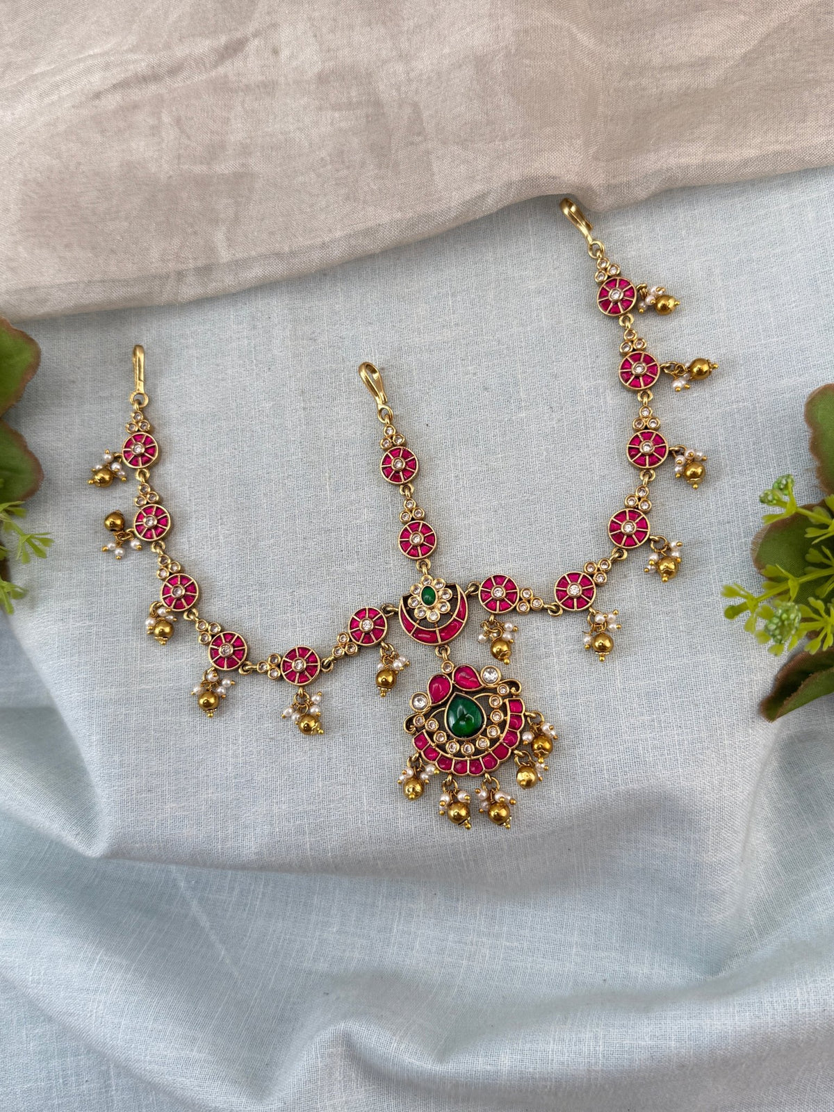 Antique Jadau Kundan Mathapatti Maang Tikka Set | 002 - Mahilas