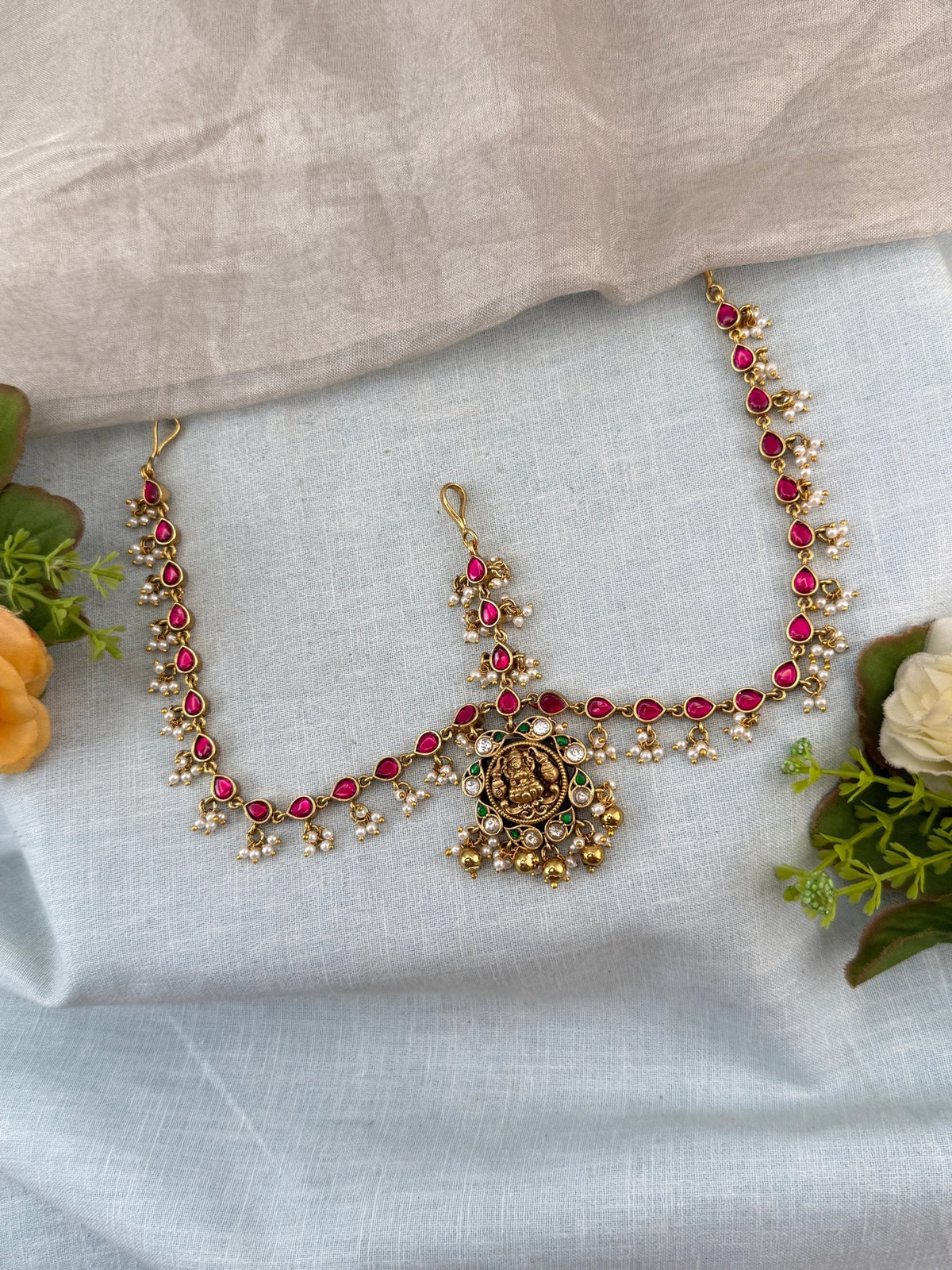 Antique Jadau Kundan Mathapatti Maang Tikka Set | 006 - Mahilas