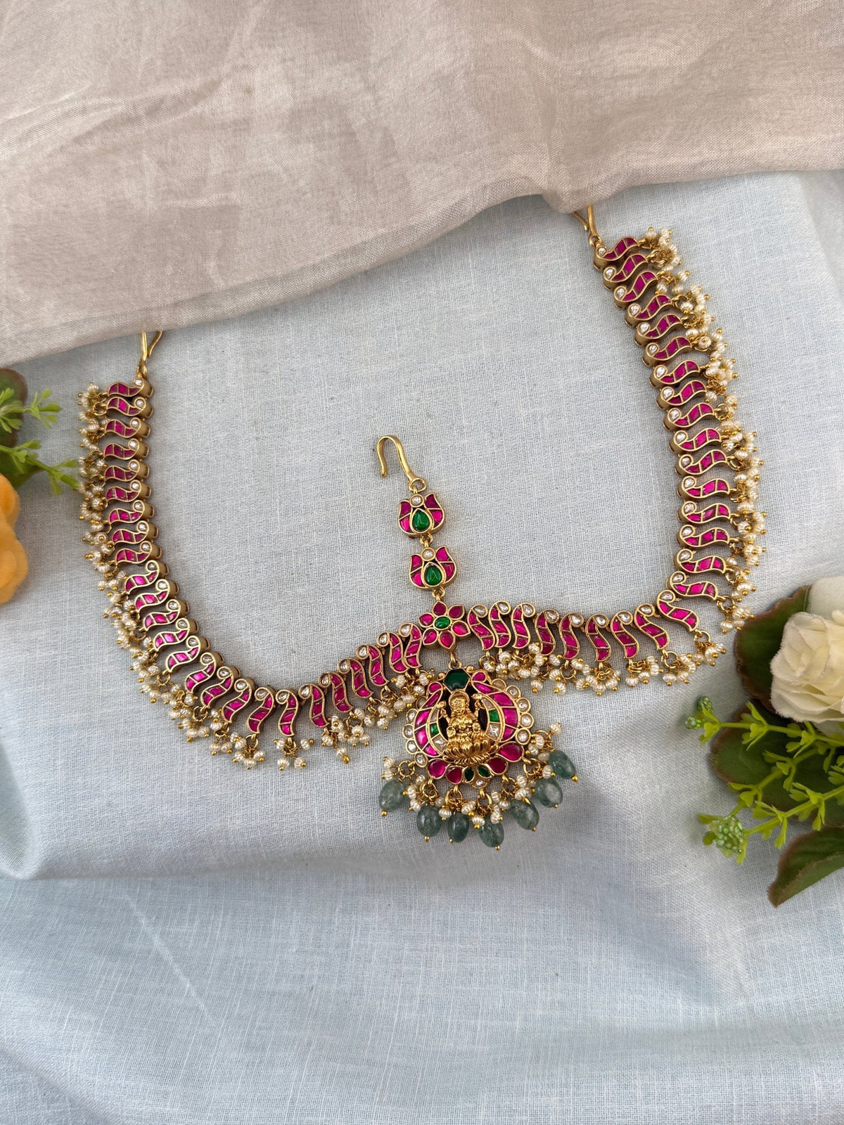 Antique Jadau Kundan Mathapatti Maang Tikka Set | 007 - Mahilas