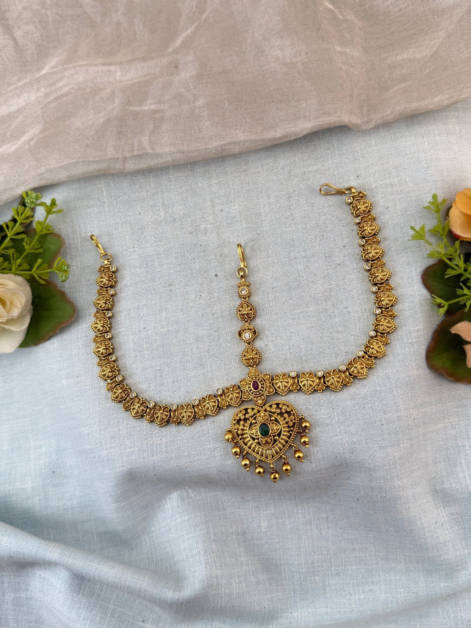 Antique Jadau Kundan Mathapatti Maang Tikka Set | M0022 - Mahilas