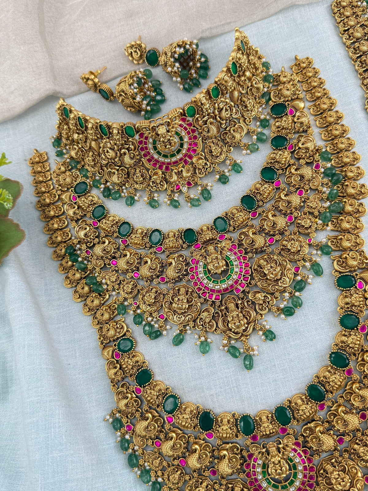 Antique Jadau Lakshmi Full Bridal Necklace Set | 203 - Mahilas