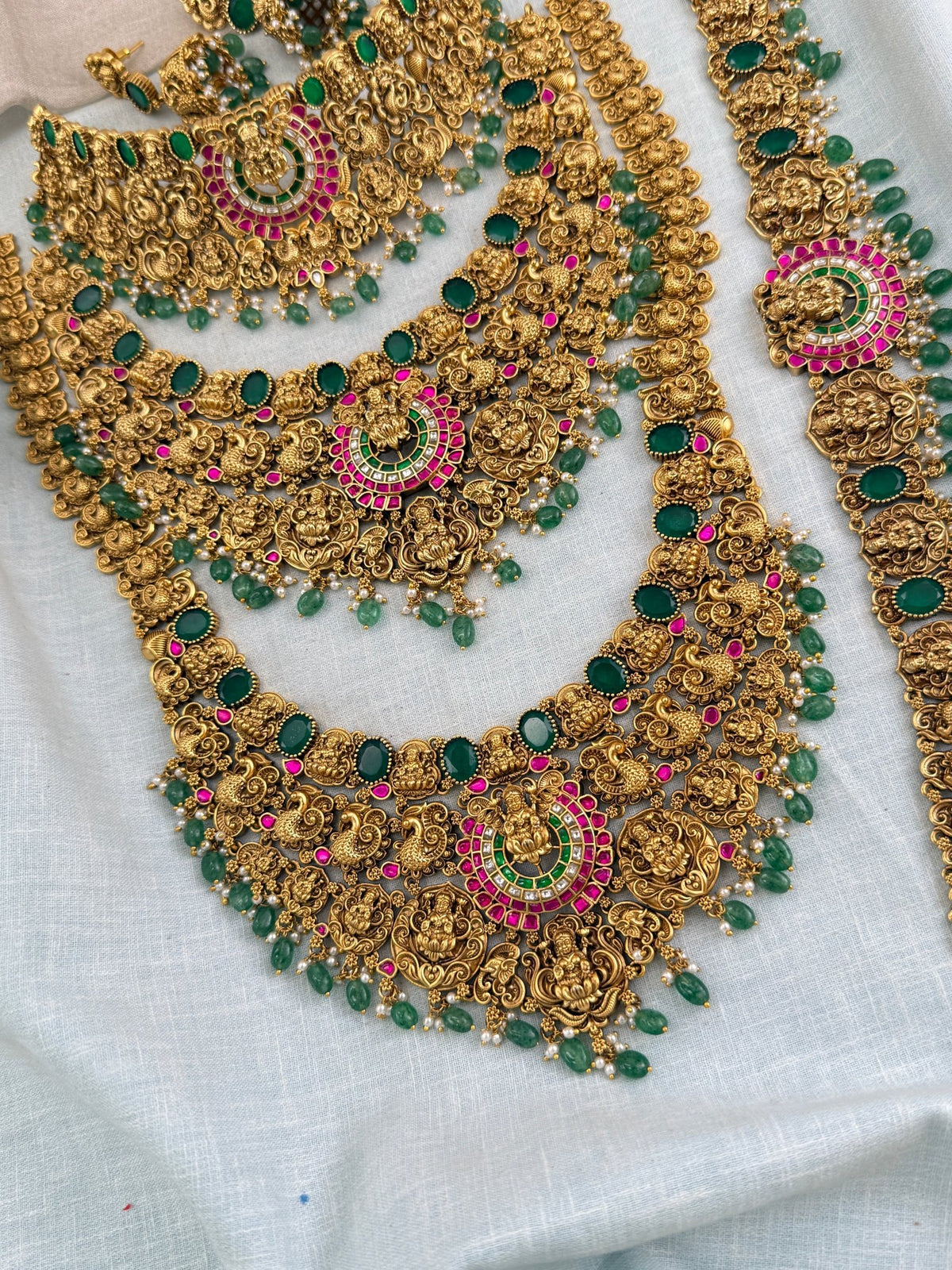 Antique Jadau Lakshmi Full Bridal Necklace Set | 203 - Mahilas