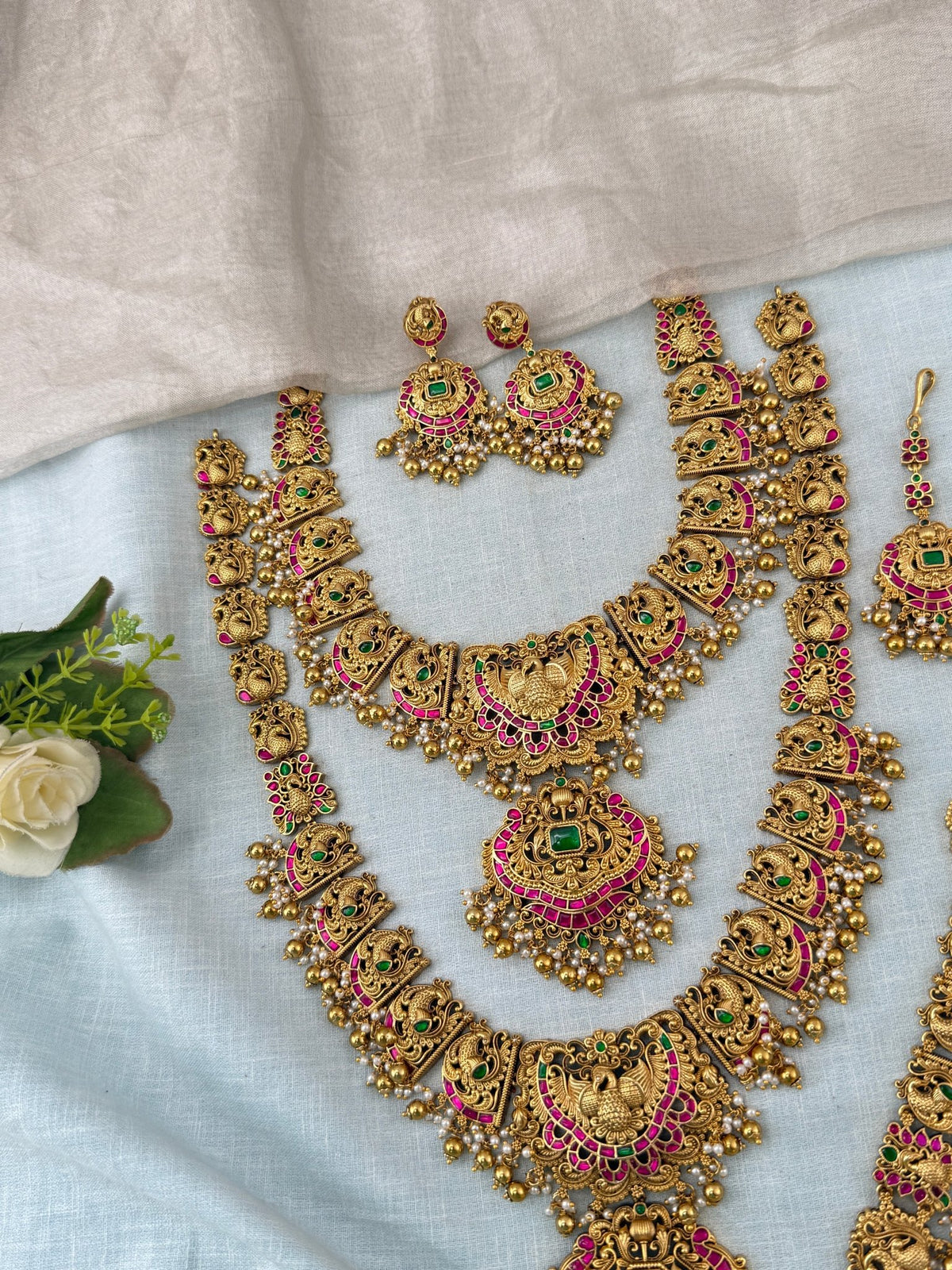 Antique Jadau Lakshmi Full Bridal Necklace Set | 204 - Mahilas