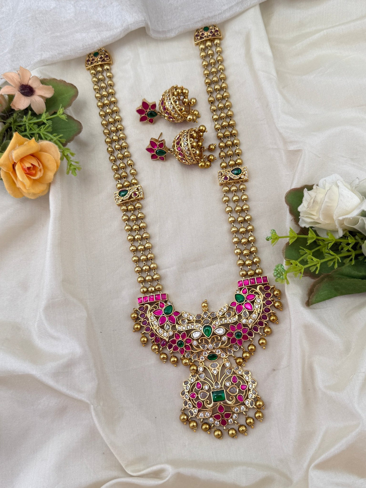 Antique Jadau Layered Long Necklace Set | 222 - Mahilas