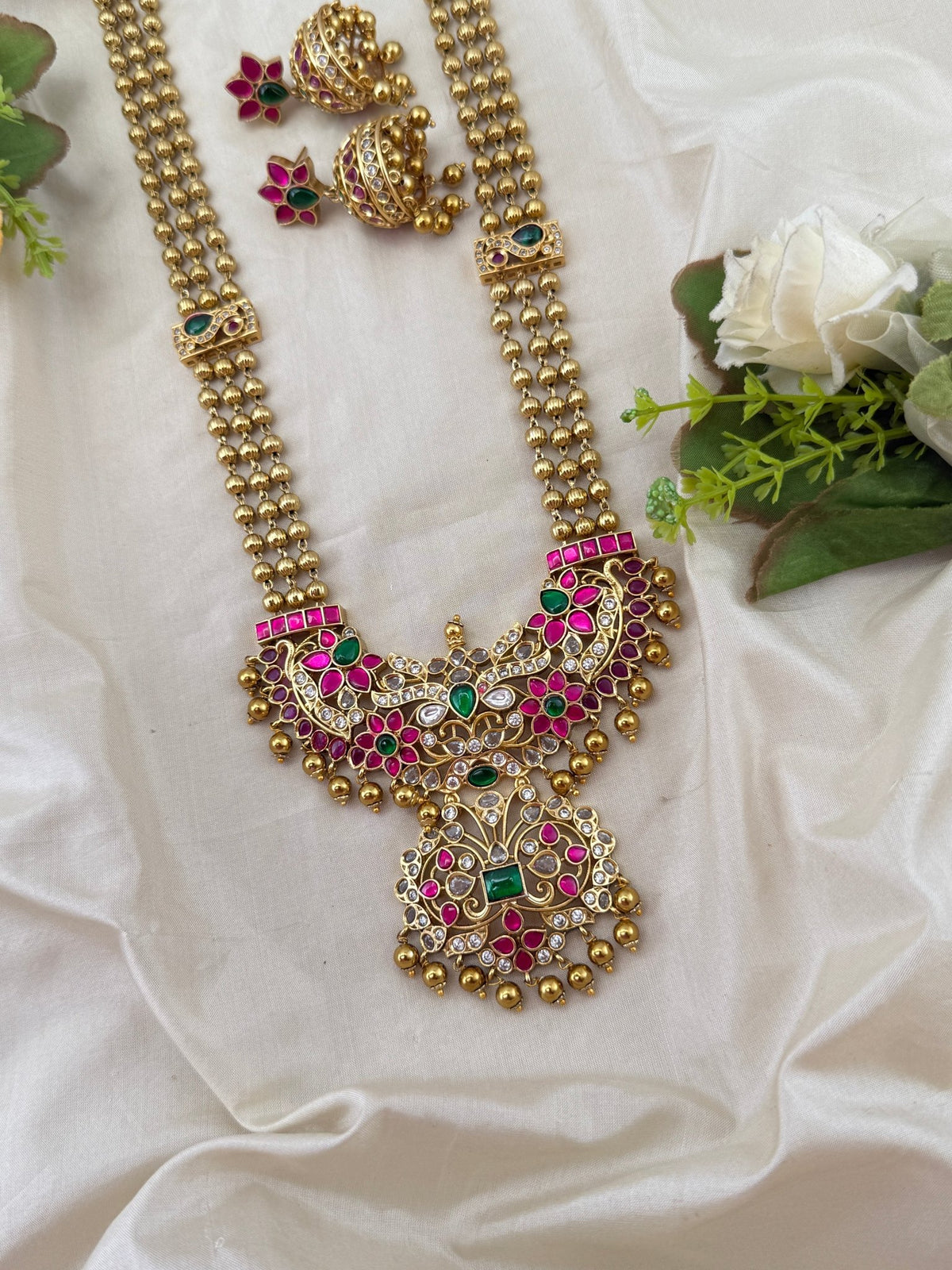 Antique Jadau Layered Long Necklace Set | 222 - Mahilas