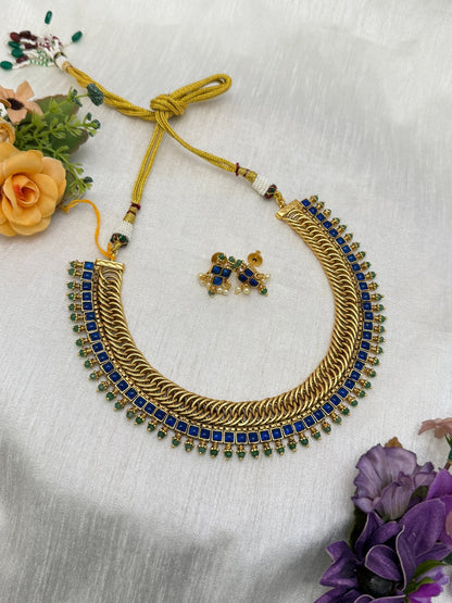 Antique Jadau Necklace 0725 ( 4 Colours ) - Mahilas
