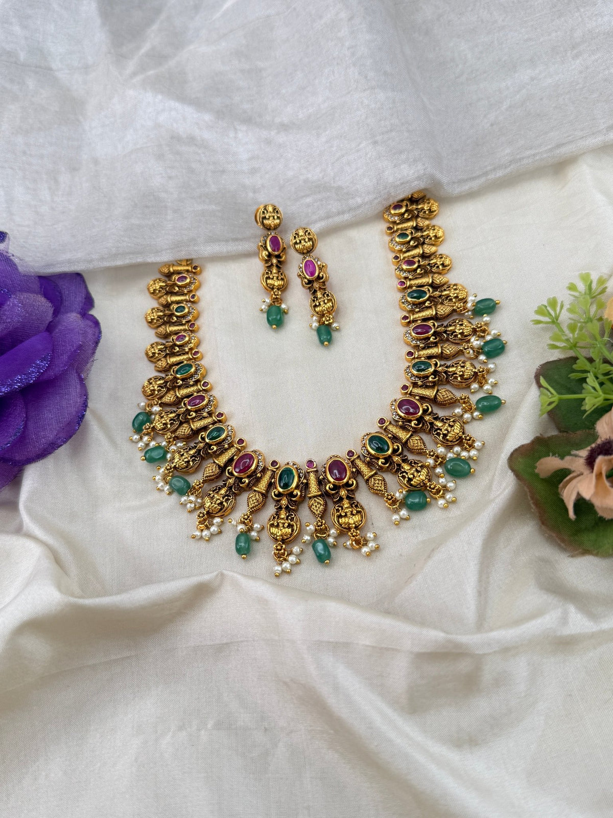 Antique Jadau Short Necklace Set | 255 - Mahilas
