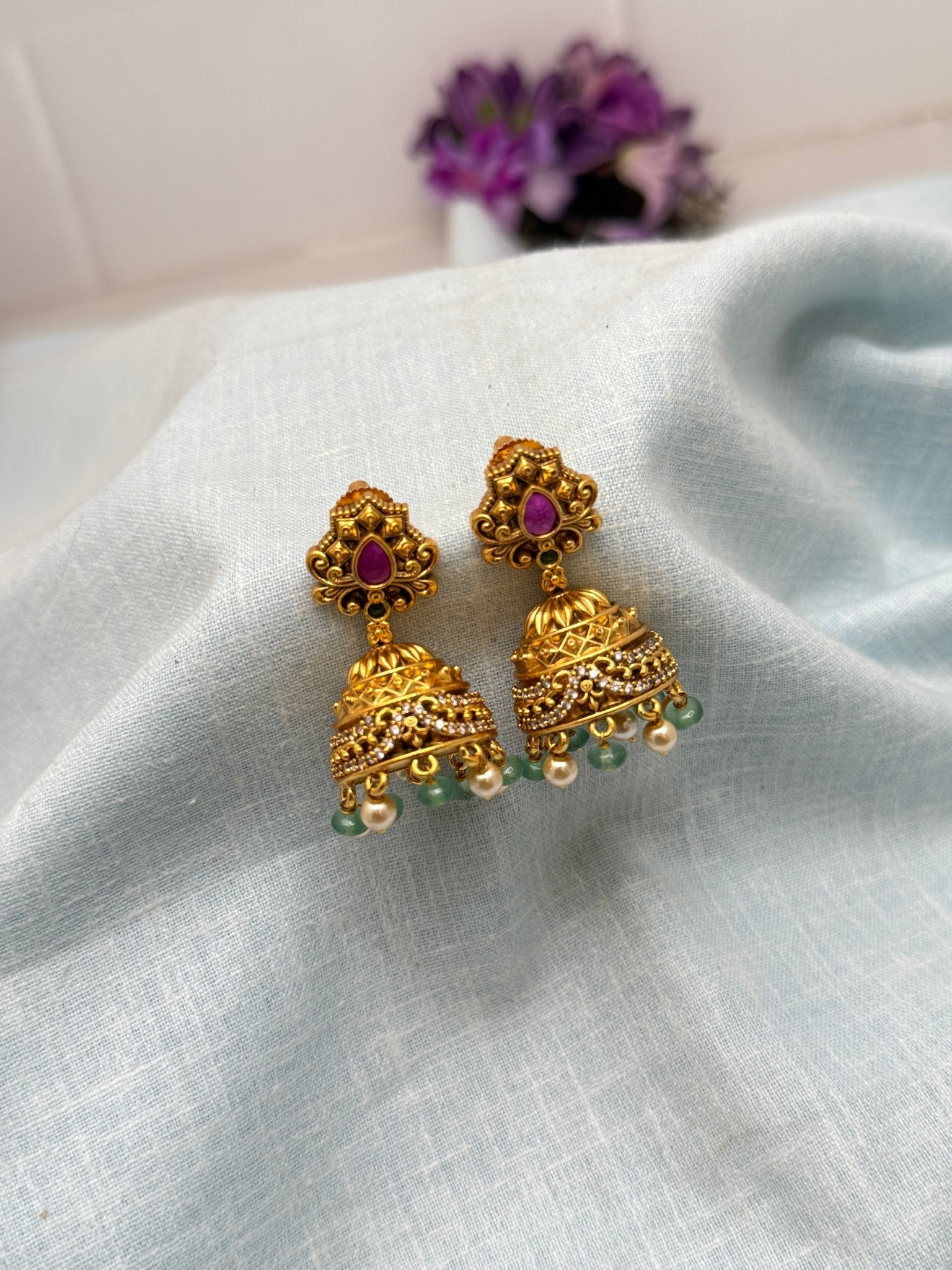 Antique Jhumka 0123 - Mahilas