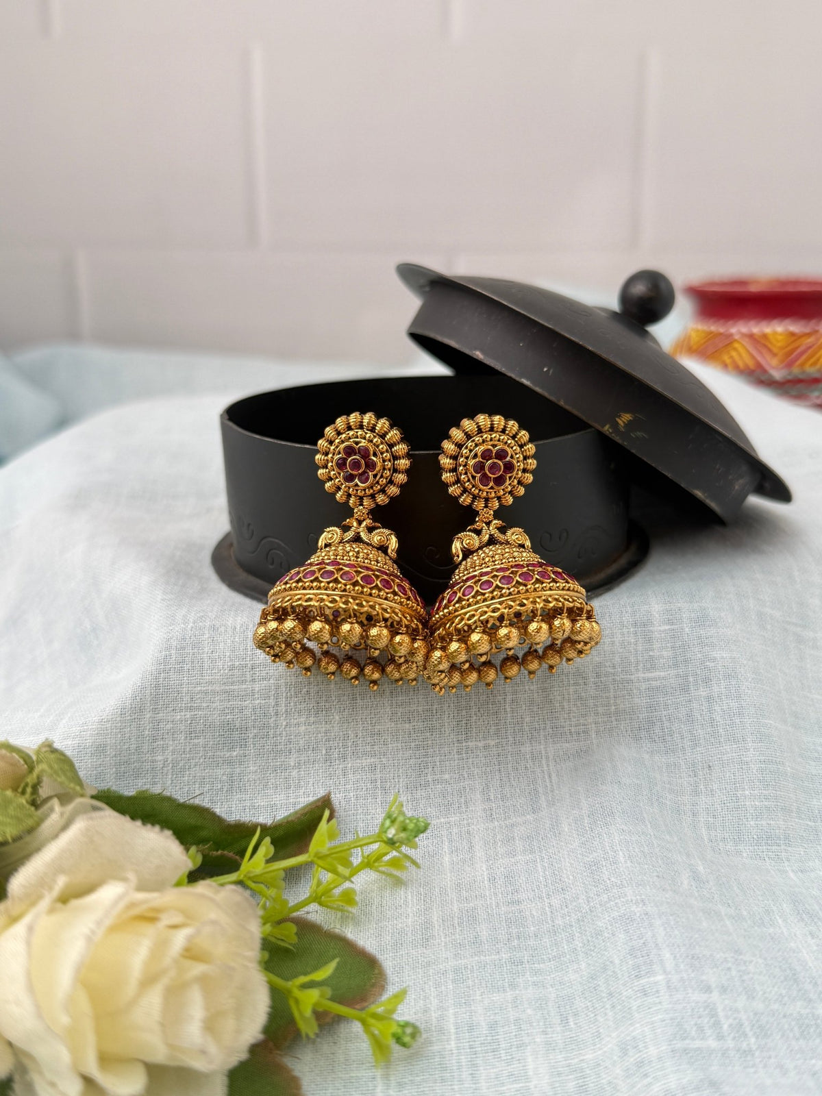 Antique Jhumka Earrings| E0682 - Mahilas
