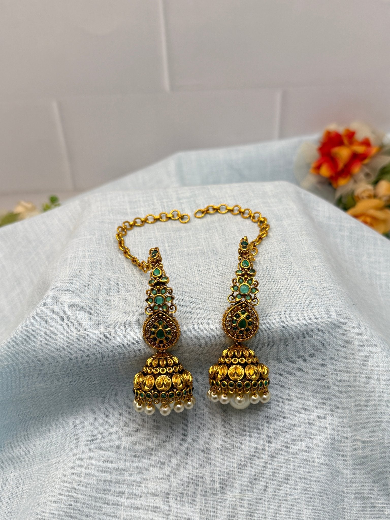 Antique Jhumka With Maatal 0151 - Mahilas