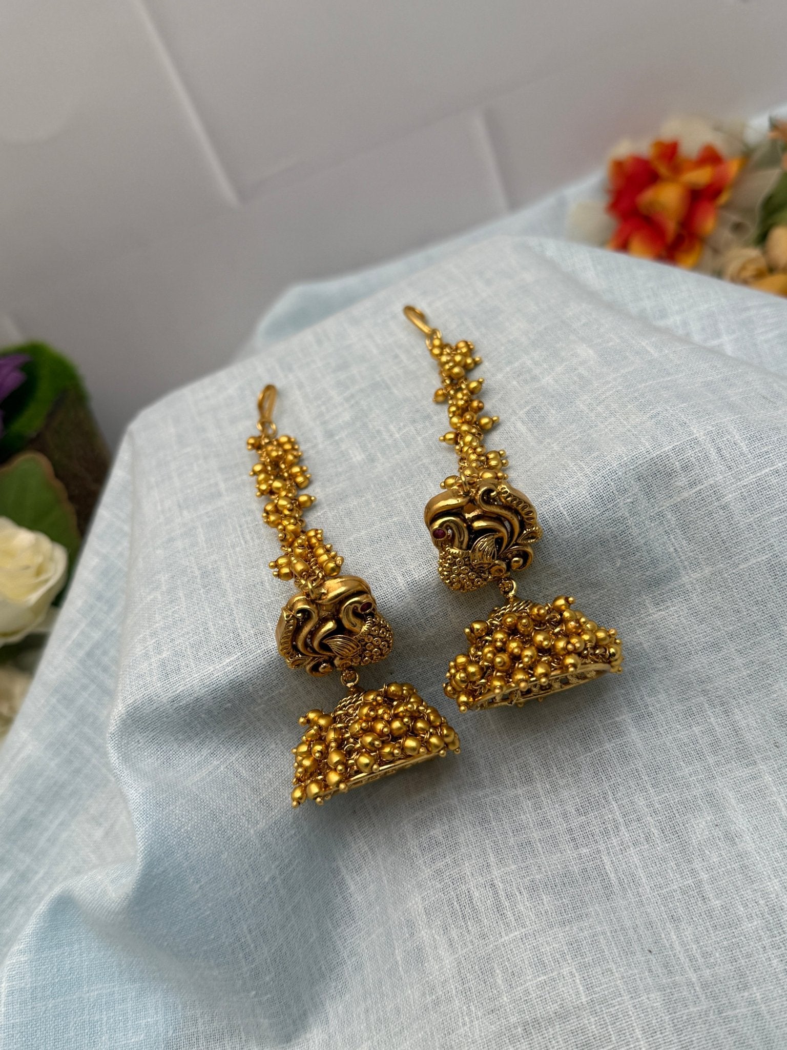 Antique Jhumka With Maatal 0156 - Mahilas