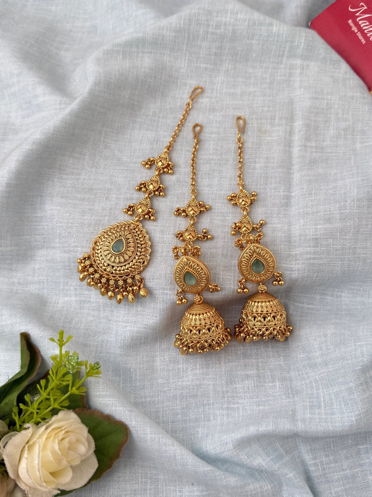 Antique Jhumkas Earrings With Maatal And Maang Tikka| E0658 - Mahilas
