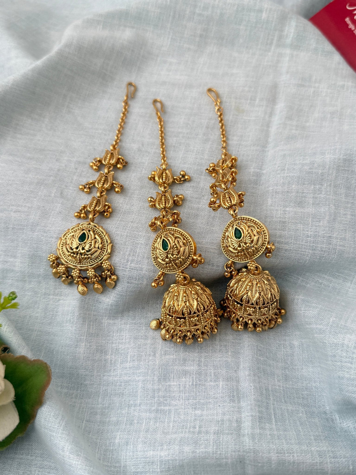Antique Jhumkas Earrings With Maatal And Maang Tikka| E0661 - Mahilas