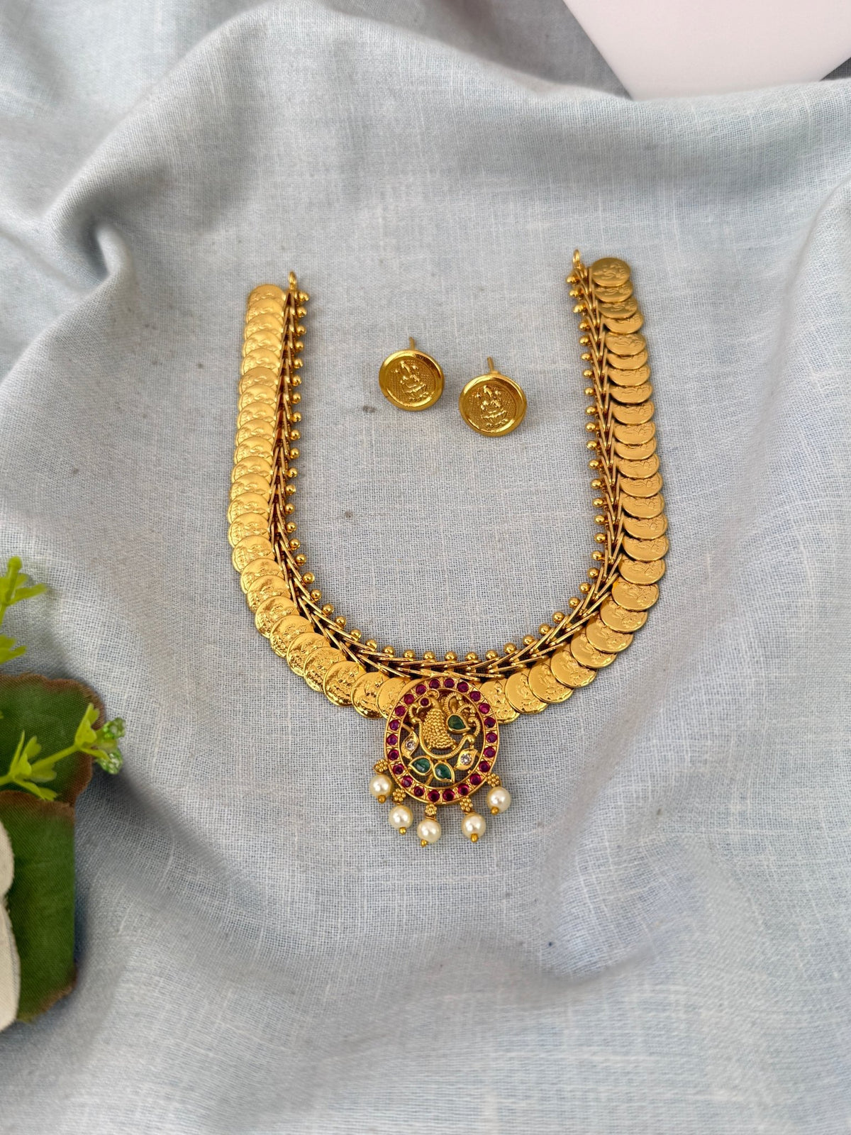 Antique Kaasu Necklace Royal Short Set| N0681 - Mahilas