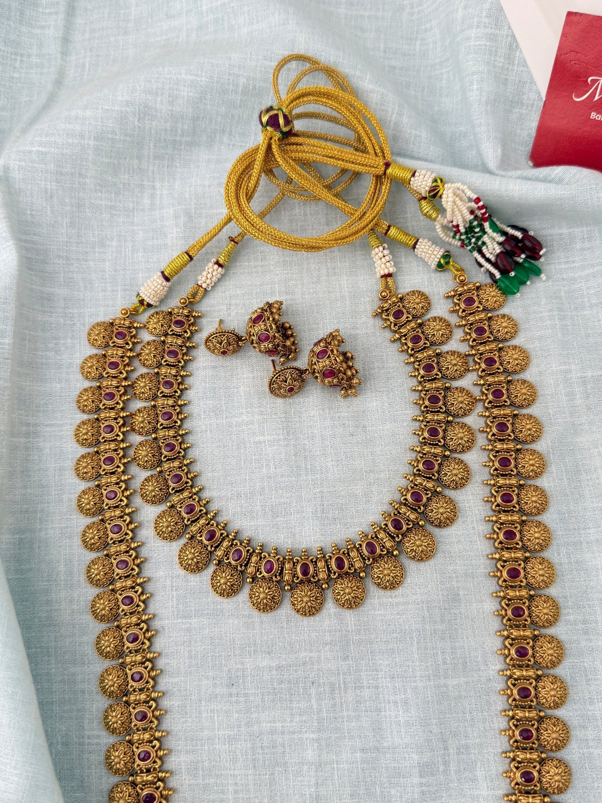 Antique Kaasu Necklace Semi Bridal Necklace Set| N1172 - Mahilas