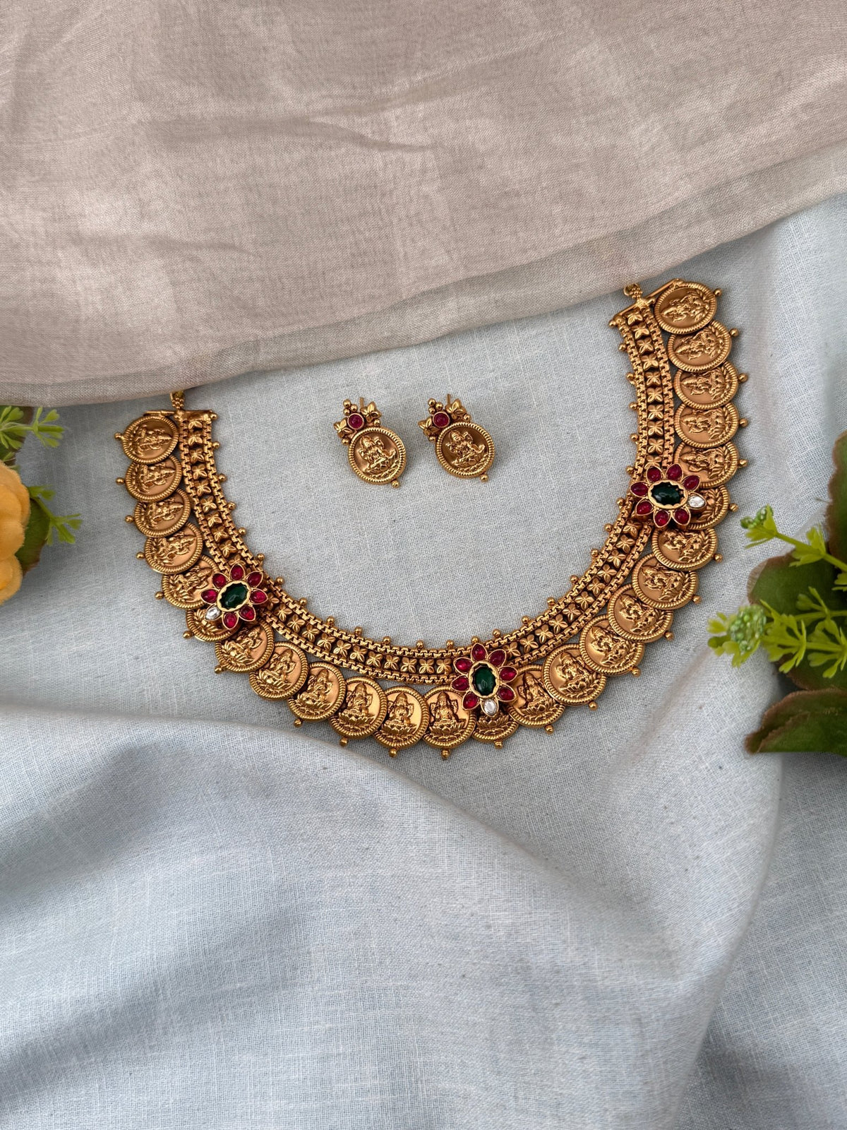 Antique Kaasu Necklace Set | N0222 - Mahilas