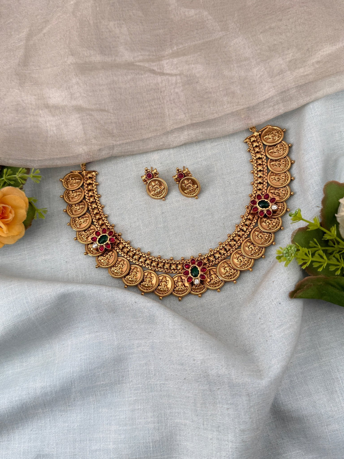 Antique Kaasu Necklace Set | N0222 - Mahilas
